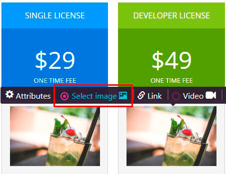 Select Image of Pricing Table