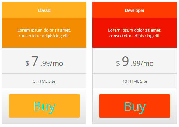 Pricing Table with CSS changes