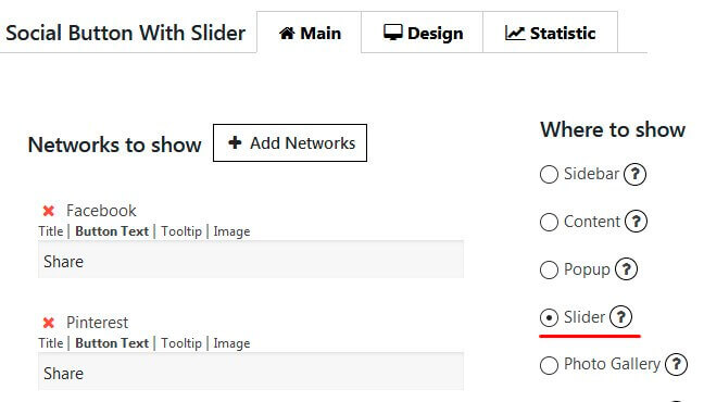 Supsystic Social Share Buttons for Slider