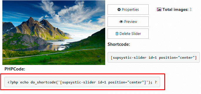 Copy PHP code of Slider