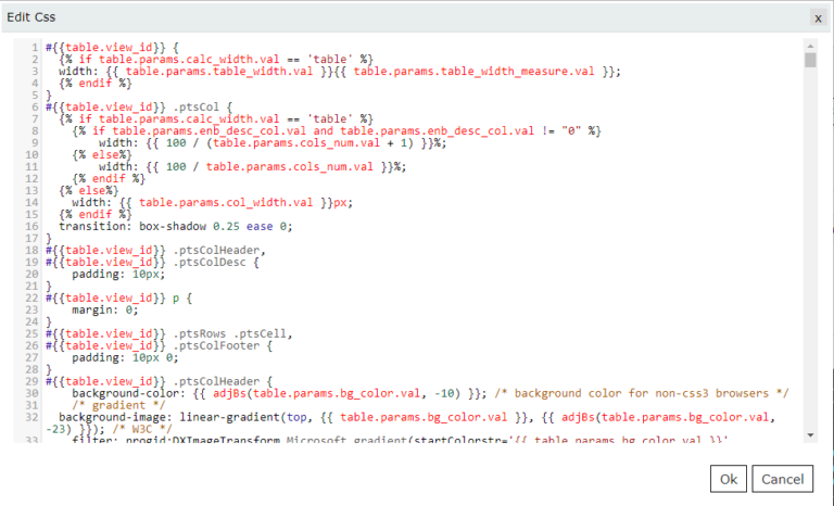 Change the "HTML and CSS code" of the pricing table | Supsystic