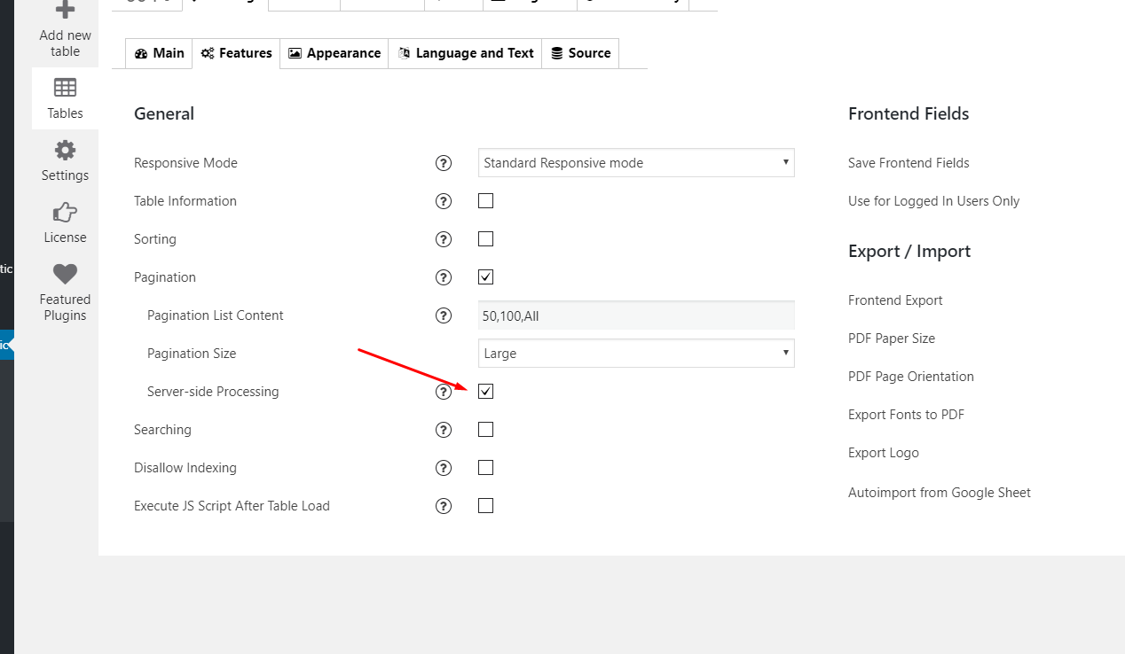 server-side processing