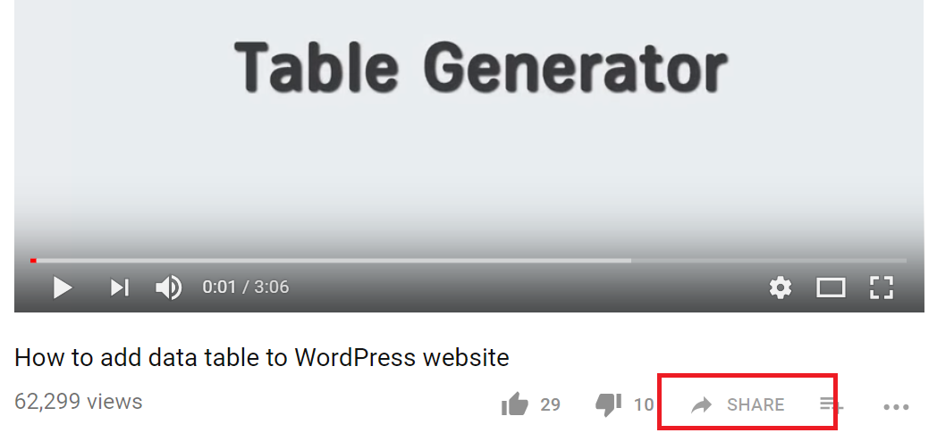 Adding video to the data table via YouTube short-code | Supsystic