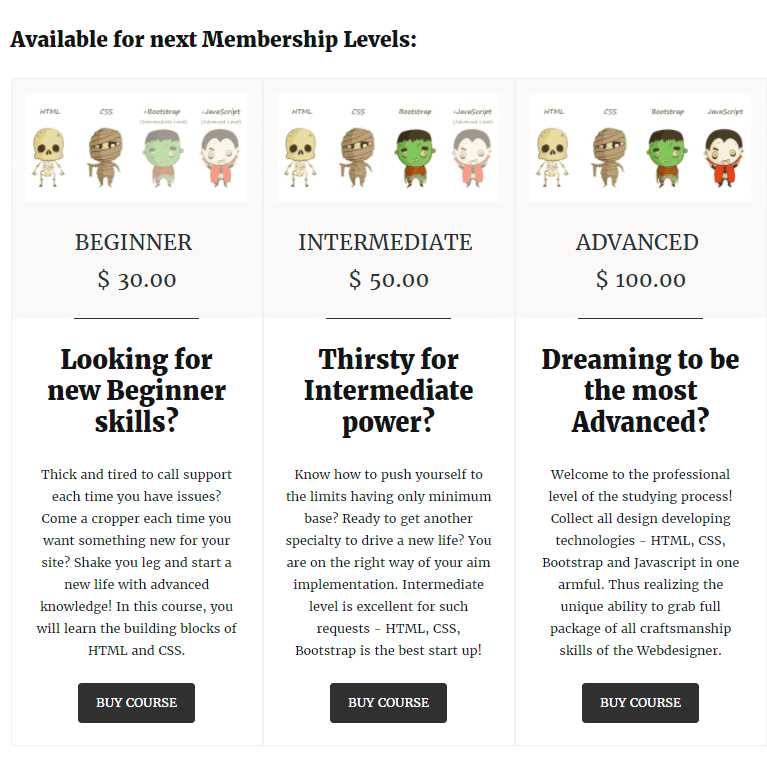 Membership levels