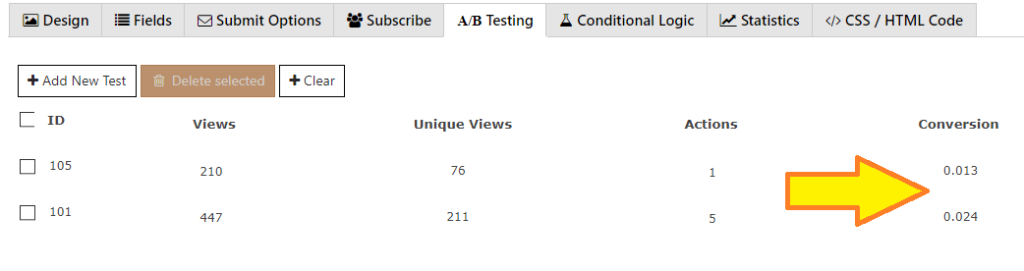 A_B split testing feature