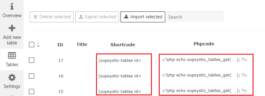 shortcode to add product table