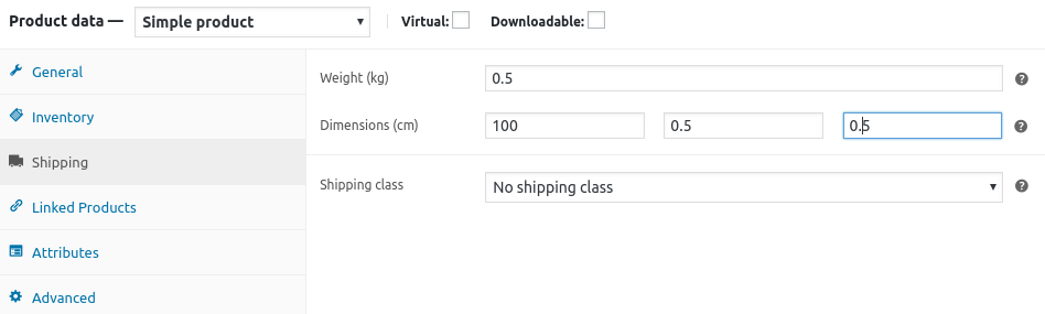 Shipping tab