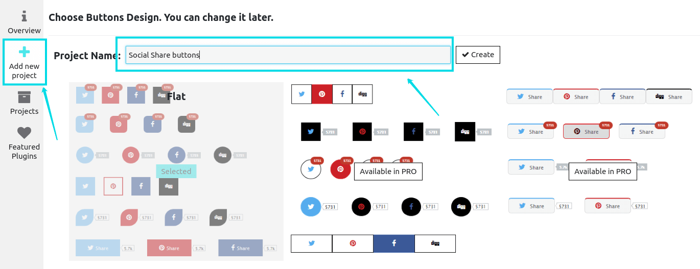 create social share buttons