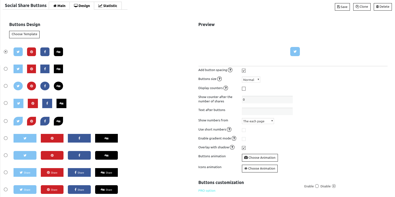 design tab social share