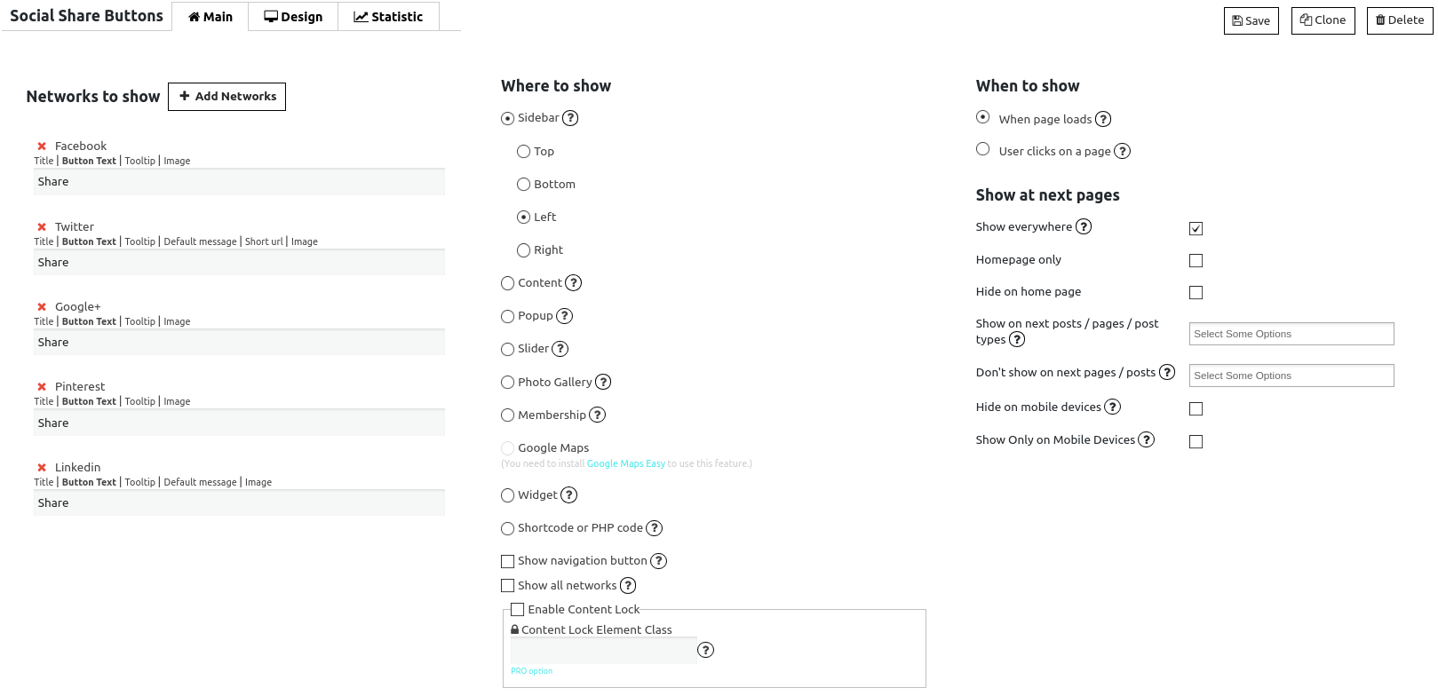 main tab social share