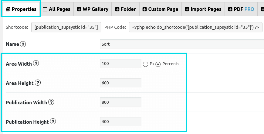 properties tab