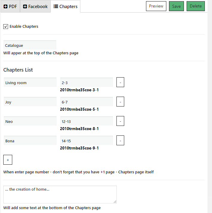Chapters in digital publication supsystic